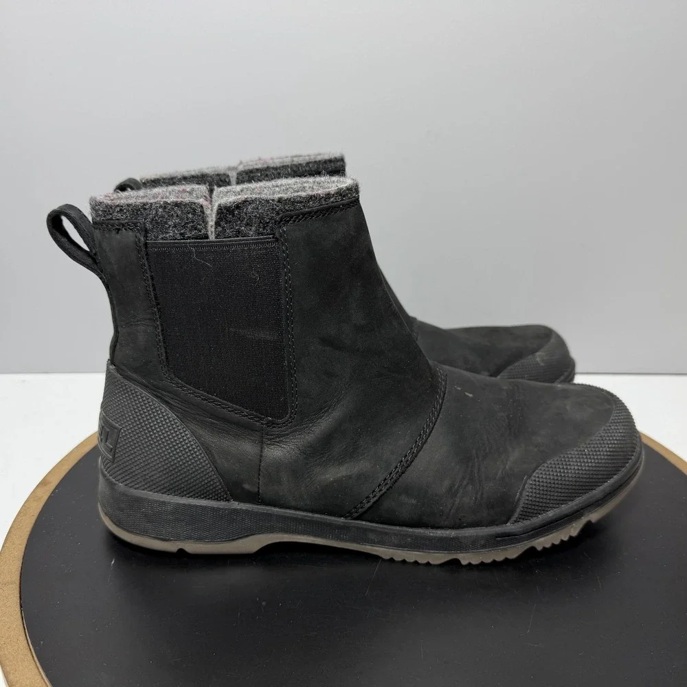 Sorel Boots Mens Size 9 Black Chelsea Ankle Faux Fur Lined Winter‎ LM6078-010